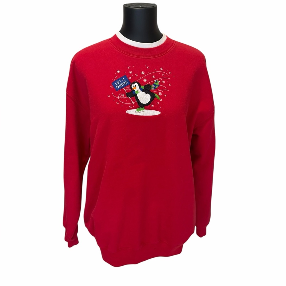 VNTG Grandmacore Teachercore Nostalgic Embroidered Winter Sweatshirt Size L
